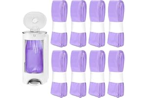 FUZHIK Nappy Bin Refill Bags Set - 8 Pack 4.5m Compatible with Tommee Tippee, Angelcare, Genie, Munchkin Diaper Pail – Hold 270-300 Nappies | Easy Disposal | Strong | Scented (Purple)