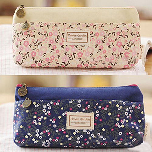 Leinwand Federmaeppchen Federmappe Federtasche Make-up Kulturtasche Rosa - 5