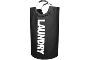 XIKAYA Ceste per la Biancheria, 90L Grandi Cesta del Bucato, Cesto portabiancheria pieghevole, Cesto per Bucato in Tessuto Oxford, Ceste Cesta Bucato Sporco per biancheria, vestiti, coperte-Nero