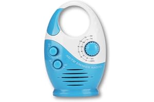 Sxhlseller Radio Portable, Radio AM FM Bleue de Type Crochet Alimentée par Batterie, Radio de Douche étanche avec Haut-Parleur Intégré, Radio Pratique pour la Diffusion, la Musique, Les Actualités