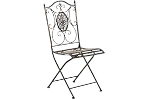‎CLP CLP Gartenstuhl Sibell im Landhausstil, aus Metall mit klappbarem Design, ideal für Terrasse oder Balkon, in 6 Farben erhältlich, Farbe:Bronze
