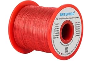 BNTECHGO 32 AWG Magnet Wire - Enameled Copper Wire - Enameled Magnet Winding Wire - 1.0 lb - 0.0078" Diameter 1 Spool Coil Red Temperature Rating 155℃ Widely Used for Transformers Inductors