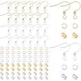 UNICRAFTALE Approximately 100 Set of 304 Silver Earring Hooks with Plastic Ear Nuts Wires for French Ears Hook