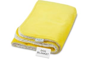 Isa & Ale Fluffy Dog Blanket - Waterproof Pet Blanket for Dogs & Cats, Sofa Protection Pet Throw Blanket, Machine Washable, Reversible, Soft & Warm Sherpa Fleece Bed Blanket | Yellow (100 x 70 cm)