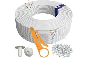 1STec 10m Genuine BT CW1308 6 Core 3 Twisted Pair Telephone Master or extension Socket FTTC Broadband Extension Wire with 2 Grommets IDC Insertion Tool 4mm Clips Printed Instructions 10 Metre White