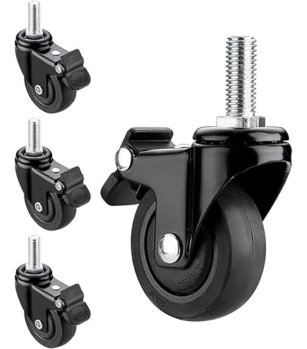Set wielen 4 zwenkwielen 200 mm massief rubber zwart, € 53,17
