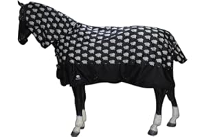 HORSE MASTERS Horsemasters Combo Hippo Waterproof Turnout Rug 200g – Lightweight Full Neck Horse Rug | Breathable 600D Ripstop Material, Black