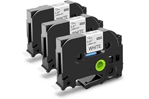 3x Oozmas TZe-231 Compatible Etiqueta Reemplazo para Brother P-Touch TZe-231 TZe Tape 12mm 0.47, Compatible Brother PT-1000 PT-1010 PT-1080 PT-E100, Negro sobre Blanco, 12mm x 8m