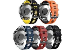 ANBEST Compatibile con Garmin Fenix 5/Fenix 6/Fenix 6 Pro/Fenix 5 Plus Cinturino, Bracciale in Silicone Sportivo Sgancio Rapido for Forerunner 935/945/Approach S60, 5-Pack