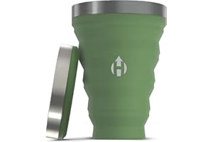 HYDAWAY Collapsible Pint - 16 oz, Silicone & Steel Rim I Collapsible Cup for Beer, Water & Soda, Portable Drinking Cup for Party, Camping, Backpacking & Hiking, Folding Travel Cups Collapse to 1-inch