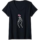 Damen Kpop K-Pop Merch Korean Drama Kdrama Merch Heart T-Shirt mit V-Ausschnitt