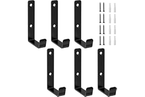 Maxentico 4 Stück Wandhaken zum Schrauben, Schwerlasthaken Wand Schwarz, J Form Garage Schwerlast Haken, Mantelhaken, Garderobenhaken, Universalhaken zum Aufhängen, Sperrige Artikel Wandhalterung