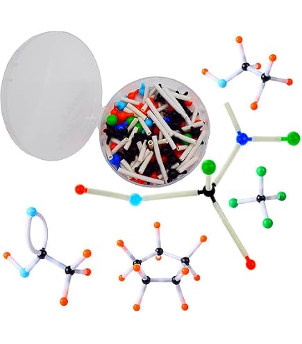 Kit Modèle Moléculaire Chimie 240 Pièces - Atomes & Liaisons Colorés - Pour Enseignement Scolaire & Expériences