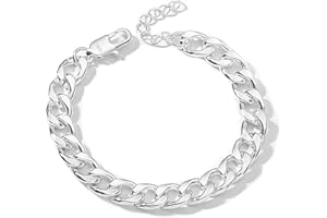 Esrael 925 Solid Sterling Silver/14K Gold Plated 3/5/8mm Width Adjustable 6.5-7.5inch 7.5-8.5inch Cuban Bracelet Chain for Men Women, Sturdy Non-Fading Bracelet Jewellery Gifts