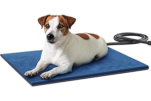 Pecute Tapis Chauffant Chien Chat Economie d'Energie, Coussin Chauffant Chat, Température Constante, Anti-Mordant, 100% Imperméable, avec Coton Ignifuge et 2 Housse (M 50 * 40cm)