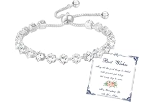 Esmoly Bracciale Donna Argento Bracciale Tennis con 12 Colori di Pietre Natali e 5A Sparkle Zircone Regolabile Regalo Compleanno Donna Ragazza