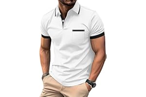 zitysport Polo Uomo Camicia a Maniche Corte Camicia da Golf Traspirante Uomo Camicie estive Sport Basic Slim Fit Tshirt con Tasca sul Petto Polo Shirt