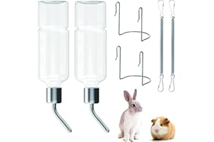 WPNCYK 2-Pack Clear Small Animal Water Bottles with Stand – No-Spill Drinking Bottle & Durable Pet Water Dispenser for Rabbits, Guinea Pigs, Hamsters, Cages – Transparent Leak-Proof Design