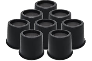 MIIX HOOM 3 Inch Bed Risers 8 Packs Black, 7.6cm Elephant Feets for Bed, Table, Desk, Sofa, Couch, Dorm, Round Furniture Risers Plastic, Supports Up to 2,200 lbs - Set of 8