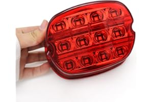 Riloer 13Led Motorcycle Tail Light With Red/Black Smoked Lens For H-Arley D-Yna Road King Electra Glide Street Bob Touring, Smoked Led Tail Light With Red Illumination Brake Line