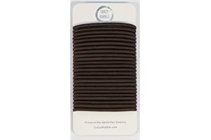24 Pcs Dark Brown Crazy Bobble® Premium Non-Metal Hair Elastics Hair Bands 4mm Thick Hair Ties For Adults and Kids