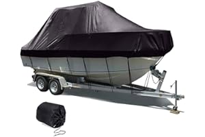 YILEFU Taud de Bateaux Bache Bateau Housse de Bateau 600D Oxford Imperméable,Anti-déchirure,Anti-UV,Anti-Neige,Toutes Les Saisons avec Corde Fixe pour Protégez Le Navire,Black-21-24FT:732 * 300cm
