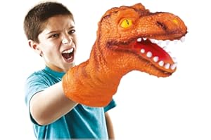 WILD PREDATORS XT3803028, Marionetta Dinosauro Tiranosauro Rex, Guanto Tyrannosaurus, Titeres De Mano T Rex Giocattoli per Bambini 3 Anni o più, Materiale Morbido Arancione