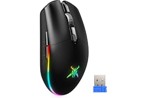 TECKNET Kabellose Gaming-Maus, RGB 2.4G/USB-C Kabelgebundene Gaming-Maus, 8000 DPI Wiederaufladbar, PC Gaming Mouse mit Programmierbaren Tasten, 72g Ultraleicht Maus für Windows XP/11/10/8/7 usw