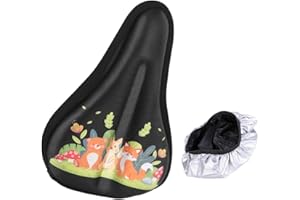 IFUDE Selle de vélo souple pour enfant avec coussin de siège en gel, stable et respirante, motif animal, taille 22 x 15 cm, pour la plupart des vélos d'enfants, housse imperméable