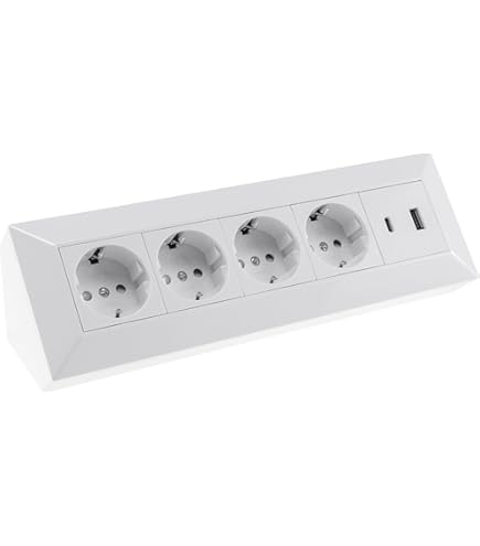 MC POWER Bloque De Enchufes, 3 Enchufes, 250 V, 16 A, Montaje Mate