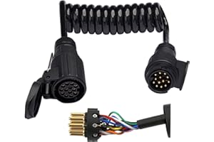 ‎BEIJISTAR BEIJISTAR 1.6M 13-Adriges Anhänger Verlängerungskabel mit Anhängerstecker Steckdose 13 polig, 12V Anhänger Verlängerung Kabelverbinder, Spiralkabel 13 polig, für LKW RV Wohnwagen Traktor