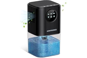 1700ML Deshumidificador Eléctrico, [Temporización] Homtronics Silencioso Pequeño Deshumidificador de Humedad con 7 Colores Luz, Apaga Automáticamente, Dehumifier pare Cuarto, Closet, Bañoz (Negro)