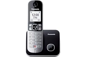 Panasonic Dual Micro/Nano, KX-TG6851GB telefon bezprzewodowy (do 1000 numerów telefonów, przejrzysty rozmiar czcionki, głośna słuchawka, pełny dupleks, zestaw głośnomówiący) czarno-srebrny