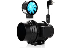 Brogachy Extractor de Aire 150mm, Ventilador de Extracción 535m³/h, Controlador Velocidad Dos Velocidades, extractor cocina,para Baño, Tienda de Cultivo, Hidropónicos, Garage.…