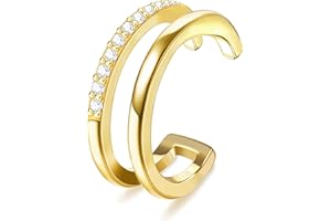 ORAZIO 925 Sterling Silver Ear Cuff Earrings CZ Non-Piercing Fake Helix Cartilage Cuff Earrings Conch Gold Cuffs Earrings for Women Various Styles