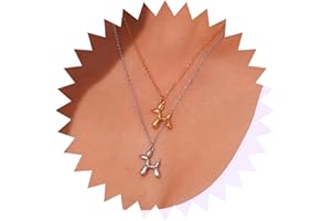 Dervivea Gothic-Ballon-Hund-Anhänger-Halskette, goldene Ballon-Hunde-Halskette, 3D-Ballon-Hund-Halsband-Halskette, süße Welpen-Halskette, Kettenschmuck für Frauen und Mädchen