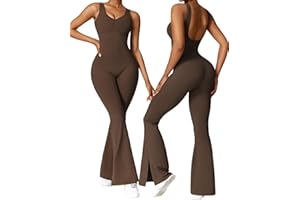 Vertvie Flared Jumpsuit for Women Unitards All In One Split Wide Leg Jumpsuits Gym Backless Bodycon Rompers Sexy Sleeveless Tank Tops Playsuits