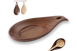 EACHAVE Reposa cucharas cocina, Soporte Utensilios de Cocina de Madera, Soporte para Cuchara Resistente al Calor,soporte perfecto para espátulas, cucharas, pinzas y más (nuez-1Pcs, nuez-1Pcs)