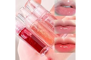 Sitovely 3 couleurs Huile à lèvres repulpante, Hydratant Lip Gloss Teinté Baume à Lèvres Hydratant Transparent Soins des Lèvres, Glitter Shimmer Lip Glow Oil Lip Plumper Natural Lip Enhancer (A)