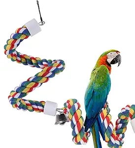 Sage Square Bird Spiral Rope Provide, Stimulating, Physical Activity, Curiosity, Balance, Perfect Size for Parrots, Parakeets, Cockatiels, Love Bird, Budgies, Canaries, African Grey