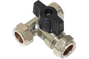 PRIMAFLOW QQHL Lever 15mm Large Bore Tee Isolation Valve- Chrome Plated - Full Flow