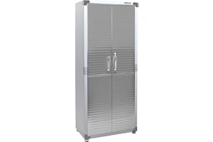 Seville Classics UltraHD Tall Cabinet, Locker Organizer w/Adjustable Shelves for Garage, Warehouse, Office, Classroom, Stainless Steel, Granite, 76.2 x 45.7 x 183 cm