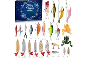 HOIDOKLY Christmas Fishing Set Cassette, Fishing Advent Calendar 2023, Christmas Fishing Set Blind Box, Fishing Lures Set, Angel Advent Calendar 2023 Fishing Deluxe Predatory Fish Angler Advent Calendar
