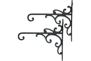 Sungmor - Soportes para cestas de hierro fundido de alta resistencia, 29 cm y 2 unidades, ganchos decorativos de pared para comedero de pájaros, linternas, campanillas de viento, macetas colgantes