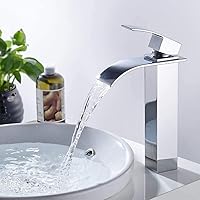 CECIPA Wasserhahn Bad Wasserfall,Hoch Waschtischarmatur für Badzimmer Waschamatur Waschbecken Armatur Bad,Messing…