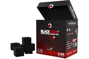 BLACKCOCO's Carbón para shisha CUBES27+ de 2 kg, carbón natural de coco y barbacoa, briquetas de coco de alta calidad para pipa de agua y barbacoa