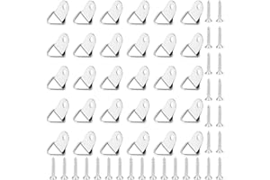 QIANFENSHI 30 Pièces Crochet Cadre,Crochet Pour Cadre Photo,Fixation Cadre,Crochet Tableau Mural,Crochet Cadre Mural,Triangle Bague Cintre Avec 30 Pièces Vis,Pour Miroirs Cadres Photo Oeuvres D'ar,Argent