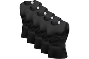 Holure Herren 5er Pack Kompressionsshirt Tank Top Quick Dry Ärmelloses Muskel Shirt Funktionsshirt