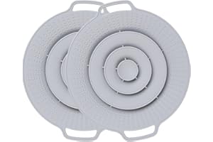 Astis 2 Pezzi Coperchio Universale in Silicone, Paraspruzzi Anti-Traboccamento, Protezione Contro Fuoriuscite Liquidi, Adatto per Pentole 15-25 cm, Coperchio Culinario Multiuso (Grigio)