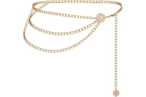 JIEYAO Taillenkette für Damen,Metall Kettengürtel Mehrschichtig Verstellbarer Körperkette Vintage Hüftkette Bauchkette Taille Kette für Damen Mädchen Kleid Jeans